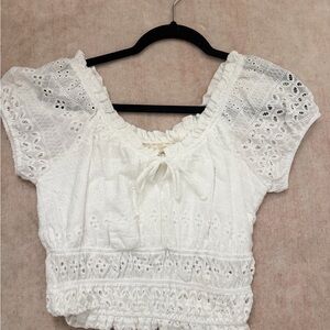 White Eyelet Lace Women's Top